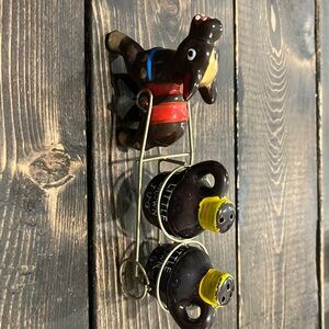 Vintage ceramic donkey mule with cart salt and pepper set